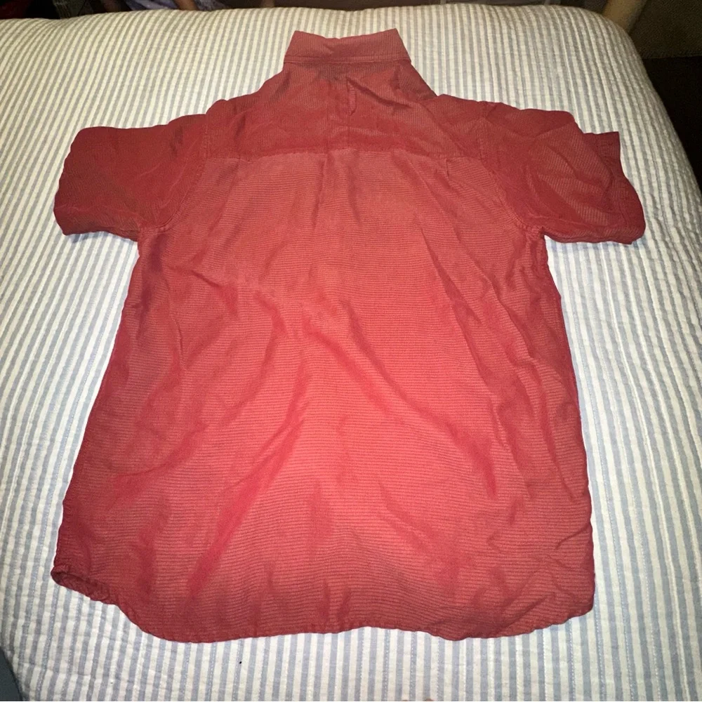 The North Face Mens Sz M Red Modal Blend Short Sleeve Button Down Shirt‎
